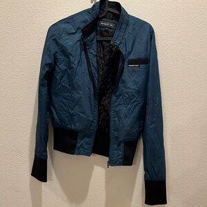 Members Only Teal Jacket with Black Trim